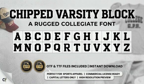 Chipped Varsity Block: A Typeface with Built-in Character